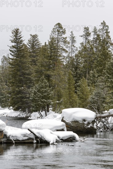 Snow on the Firehole River... Yellowstone National Park, North America, impressively beautiful