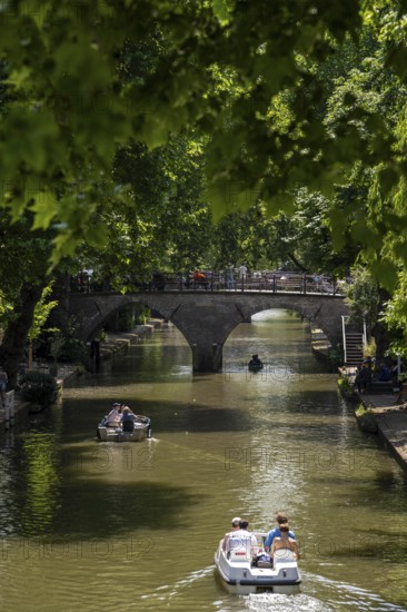 The old town centre of Utrecht, Oudegracht, around 2 km long with many old houses, shops,