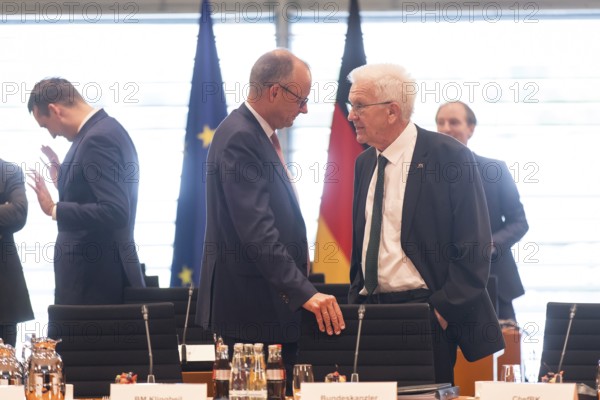 Friedrich Merz (CDU, Federal Chancellor) and Winfried Kretschmann (Bündnis90/Die Grünen, Minister