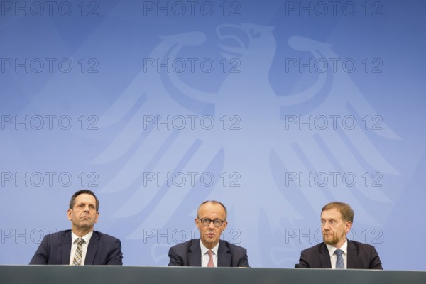 Olaf Lies (SPD, Minister President of Lower Saxony), Friedrich Merz (CDU, Federal Chancellor) and