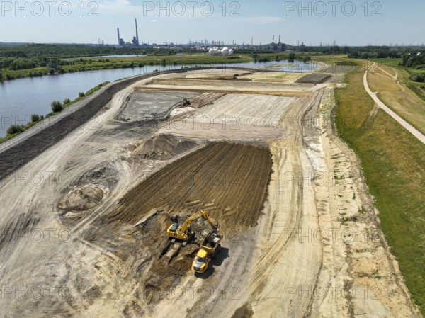 Haltern-Marl, North Rhine-Westphalia, Germany - Lippe, flood protection in the