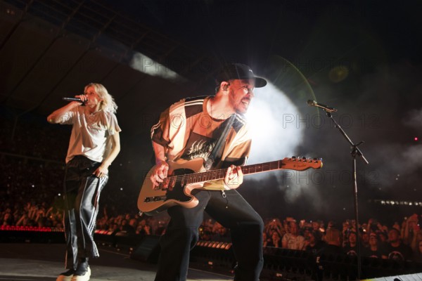 Emily Armstrong (singer) and Mike Shinoda (singer and bassist) from Linkin Park live on From Zero