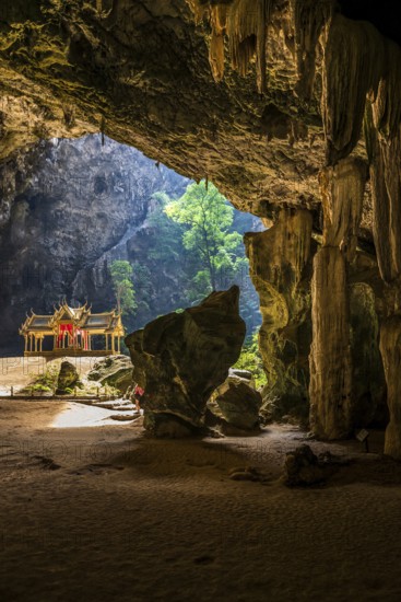 Temple in a stalactite cave, Phraya Nakhon Cave, Khao Sam Roi Yot National Park, Hua Hin, Prachuap