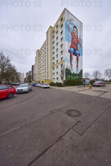 High-rise buildings, residential building, facade, window, advertising painting,