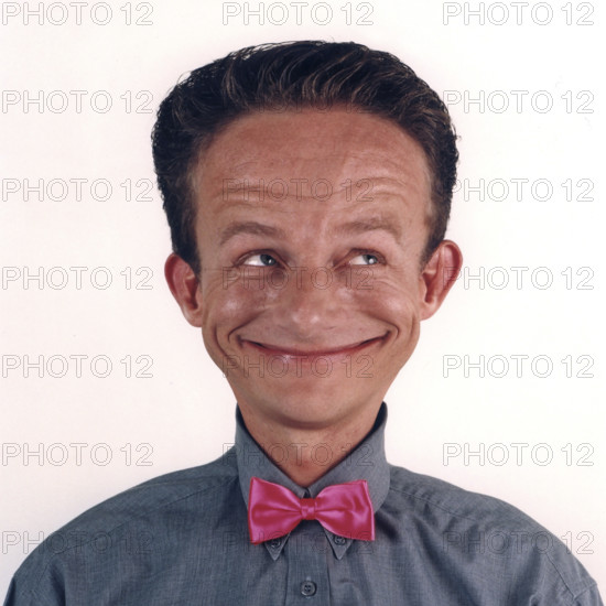 Parody, Photo Cartoon, digitally manipulated, Man grinning, Berlin, Germany, A man with an