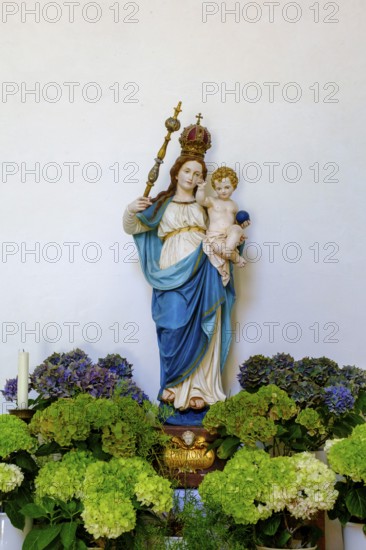 Patrona Bavariae, western outer wall of the church, Benedictine Abbey Schäftlarn, Isar Valley,