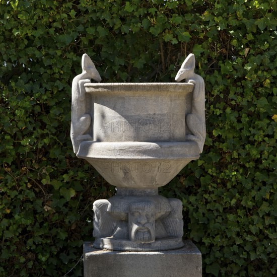 Sculpture Jackal Vase by Bernhard Hoetger in the plane tree grove on the Mathildenhöhe, UNESCO