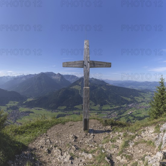 Panorama from Hirschberg, 1456m, into Ostrachtal with Bad Oberdorf, Bad Hindelang and Imberger