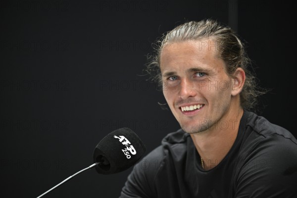 Press conference, PK, portrait, Alexander Zverev GER, smiles, tennis, ATP 250, BOSS Open 2025,