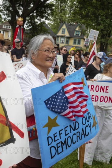 Detroit, Michigan USA - 14 June 2025 - Thousands gathered for a 'No Kings' rally, protesting