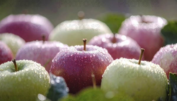 Freshly harvested green and red apples, bio organic food vegetarian nutrition products grown in