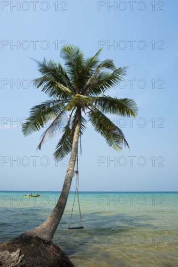 Sandy beach beach with coconut palms, Haad Na Lay Beach, Koh Kood, Koh Kut, Gulf of Thailand,