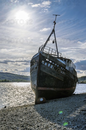 Corpach Wreck or Old Boat of Caol and Nevis Range Mountains, Caol Beach, Corpach, Fort William,