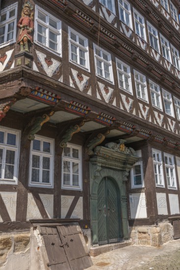 The Bürgersche Haus from 1639, symmetrical half-timbered house with attached dwarf house, Bad