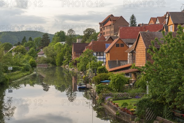 Old fishermen's settlement along the Werra, Bad Sooden, Allendorf, district Allendorf, street