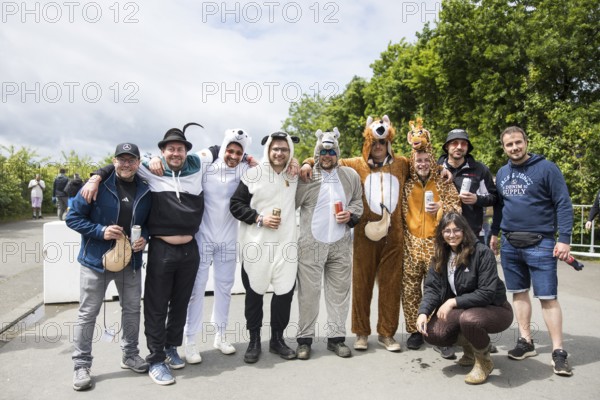Festival visitors in animal costumes at the Rock am Ring Festival on Friday, Nürburgring race track