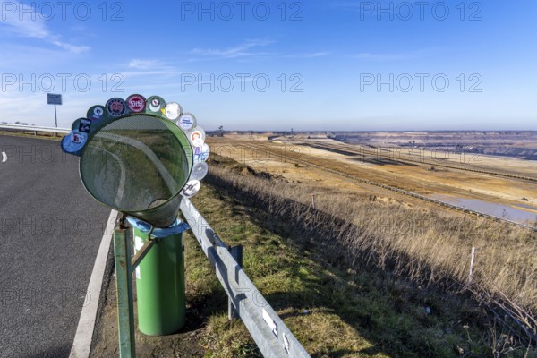 Garzweiler II coal mine, view from Jackerath viewpoint, waste bin with funnel, North