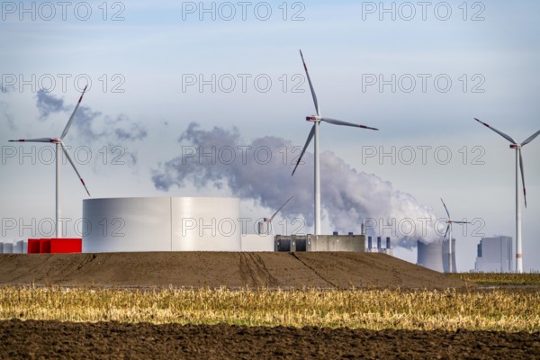 Construction site for the expansion of the wind farm east of Jackerath, in the Rhenish lignite