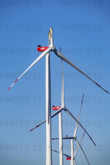 Defective wind turbine, bent rotor blade, in the Bedburg A44n wind farm, in the Garzweiler