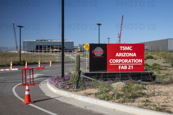 Phoenix, Arizona - Construction of the TSMC Arizona semiconductor manufacturing complex. The