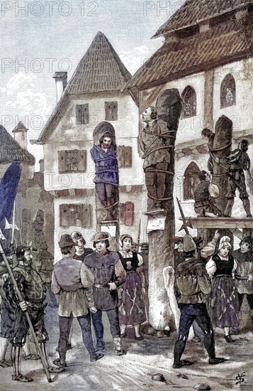 German Peasants' War, 1524-1526, shame columns at the houses of the outlaws/German Peasants' War,