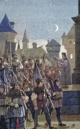 German Peasants' War, 1524-1526, Ambrosius Süß blesses the peasant army in Würzburg. Augustiner