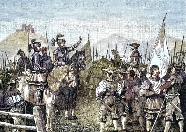 German Peasants' War, 1524-1526, The Truchsess talks to the Landsknechten near Böblingen. Truchsess