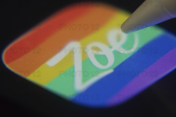 Dhaka, Bangladesh- 06 Dec 2025: Close-up of the Zoe app on a screen with a stylus pointing at it