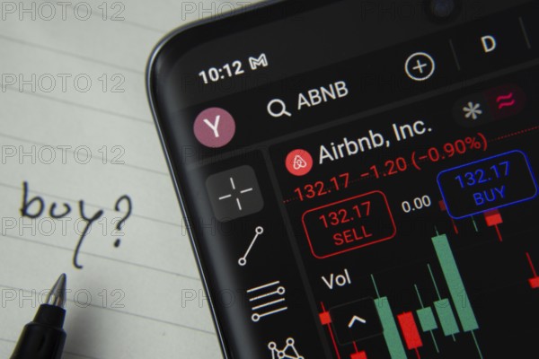 Dhaka, Bangladesh- 20 June 2025: Airbnb stock trading details displayed on smartphone with