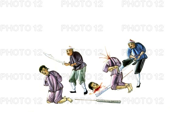 Jurisprudence, torture and punishment in medieval China, scene of the beheading of an offender,