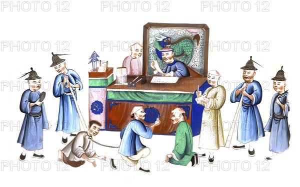 Jurisprudence, torture and punishment in medieval China, the illustration depicts a historic