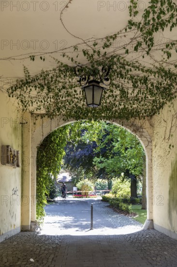 Passage through the gatehouse in Pulsnitz Castle Park, Saxony, Germany