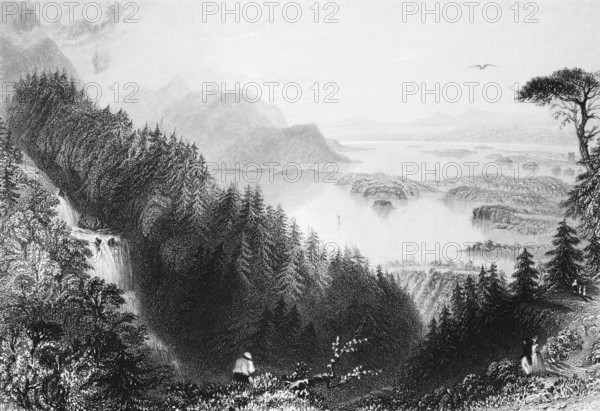 Torc waterfall with Muckross Lake, Killarney, County Kerry, Ireland, peaceful atmosphere, wild