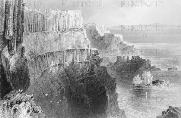 Basalt rocks at Giant's Causeway, Way of the Giant, Bushmills, County Antrim, Northern Ireland,