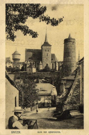 Historical postcard around 1900, Bautzen, Saxony, Germany, digital reproduction of a historical