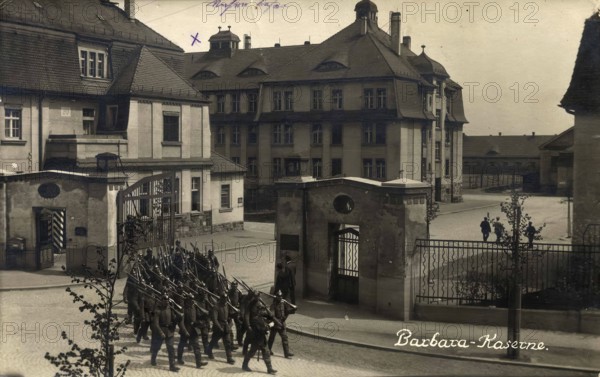 Historical postcard around 1900, Barbara barracks, Bautzen, Saxony, Germany, digital reproduction