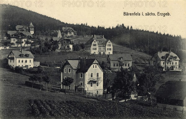 Historical postcard around 1900, Bärenfels in the Saxon Ore Mountains, formerly also the health