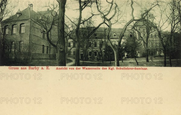 Historical postcard around 1900, Barby a.E, in the Salzlandkreis district in Saxony-Anhalt,