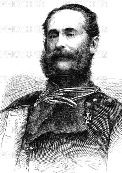 Ludwig Karl Wilhelm Freiherr von Gablenz, 1814-1874, was an Austrian cavalry general, woodcut from