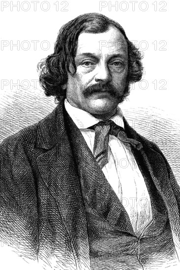 Hermann Marggraff, 1809-1864, was a German writer, journalist and literary critic, woodcut from