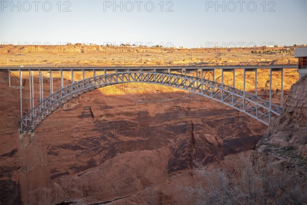 Page, Arizona - The Glen Canyon Bridge, or Glen Canyon Dam Bridge carries US 89 700 feet above the