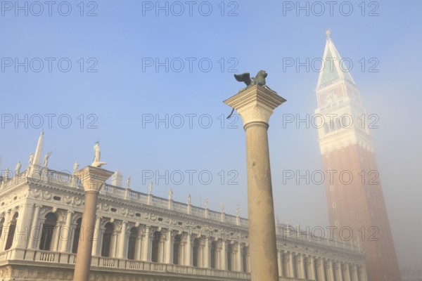 Campanile di San Marco in fog, Venice, Veneto, Italy