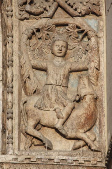 Figurative depiction on the façade of the west portal of the Basilica di San Marco, Venice, Veneto,