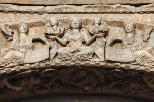 Figurative depiction on the façade of the west portal of the Basilica di San Marco, Venice, Veneto,