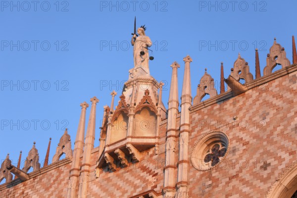 Doge's Palace, symbolic representation of jurisprudence, Justitia-Venetia with sword and scale, San