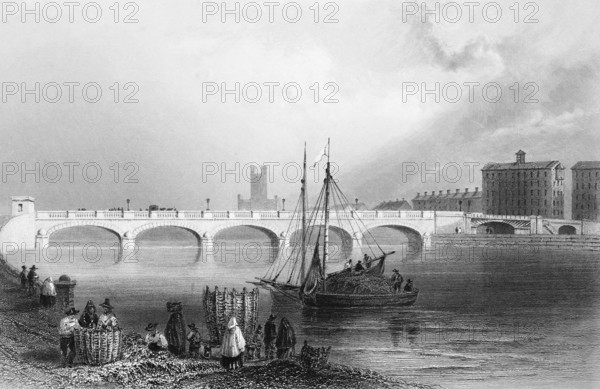 Wellesley Bridge, Shannon River Bridge, County and City of Limerick, Ireland, idyllic riverside