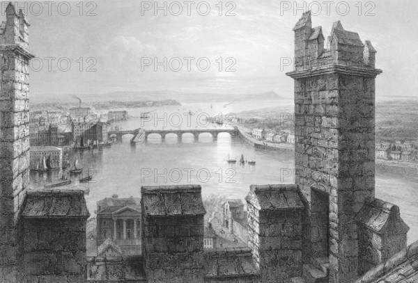 View from Saint Mary's Cathedral of Limerick with the River Shannon, County Limerick, Ireland,