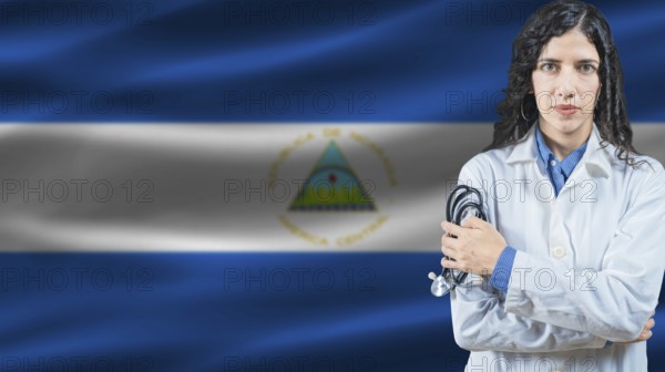Nicaraguan national health system, Medical professional on Nicaragua flag background