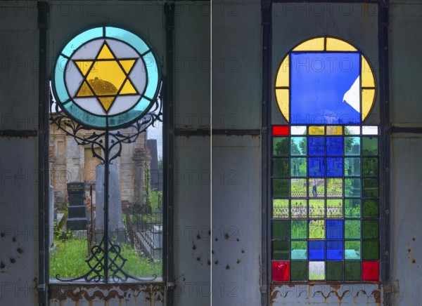 Colored windows in a grave of the first Jewish mayor Dr. Eduard Reiss in Czernowicz, 1850-1907,