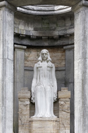 Seated marble female figure by sculptor Karl Janssen, burial place of the Henkel family of